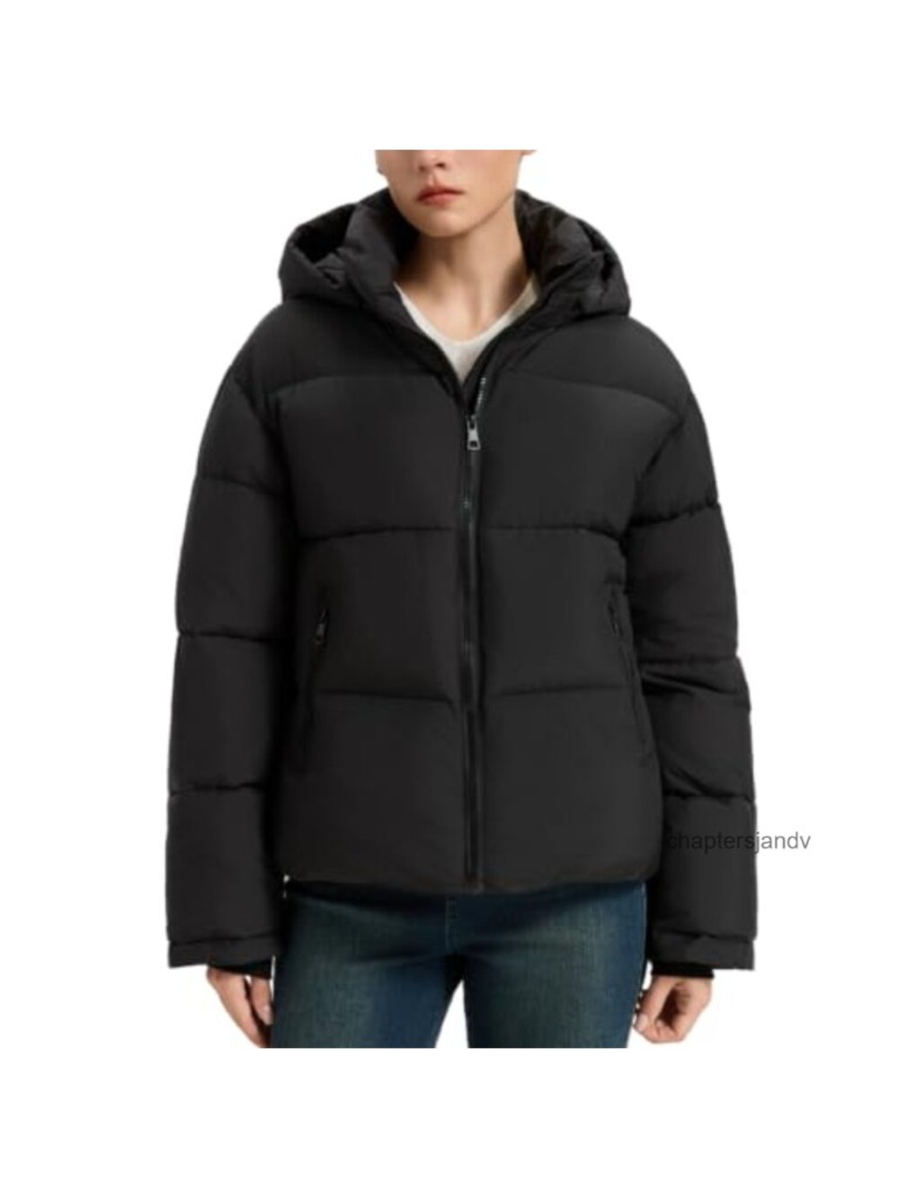 Cropped Puffer Jacket Women Winter Coat Removable Hood Water-Repellent